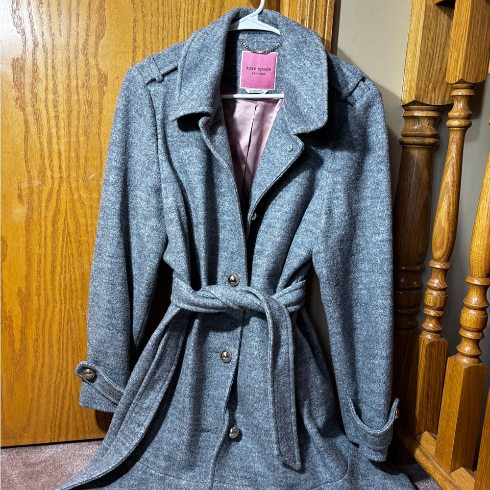 Kate Spade Grey Trench Coat Size Xl (Like New!)